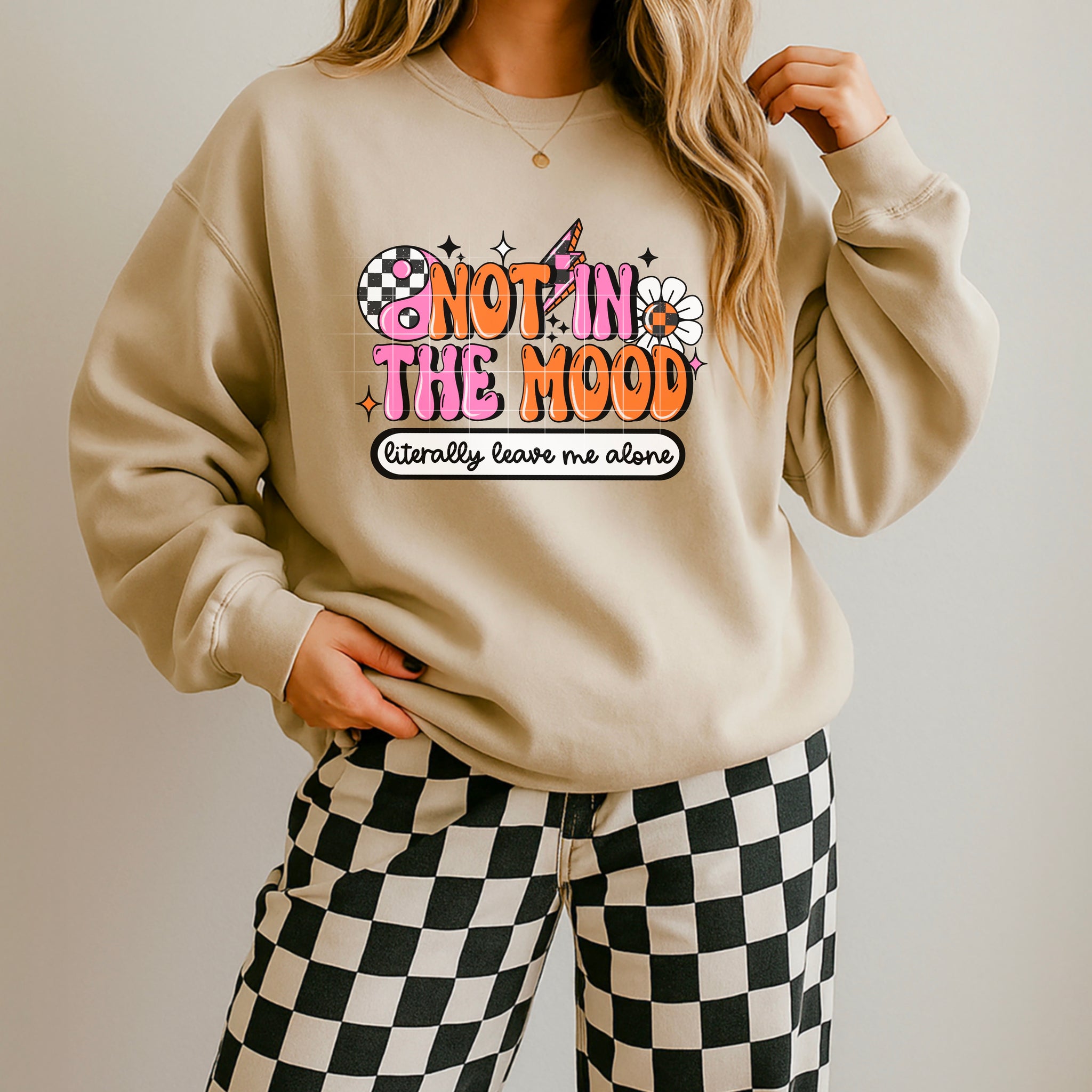 DTF Full Color TShirt Transfer - Not In The Mood Pink Orange