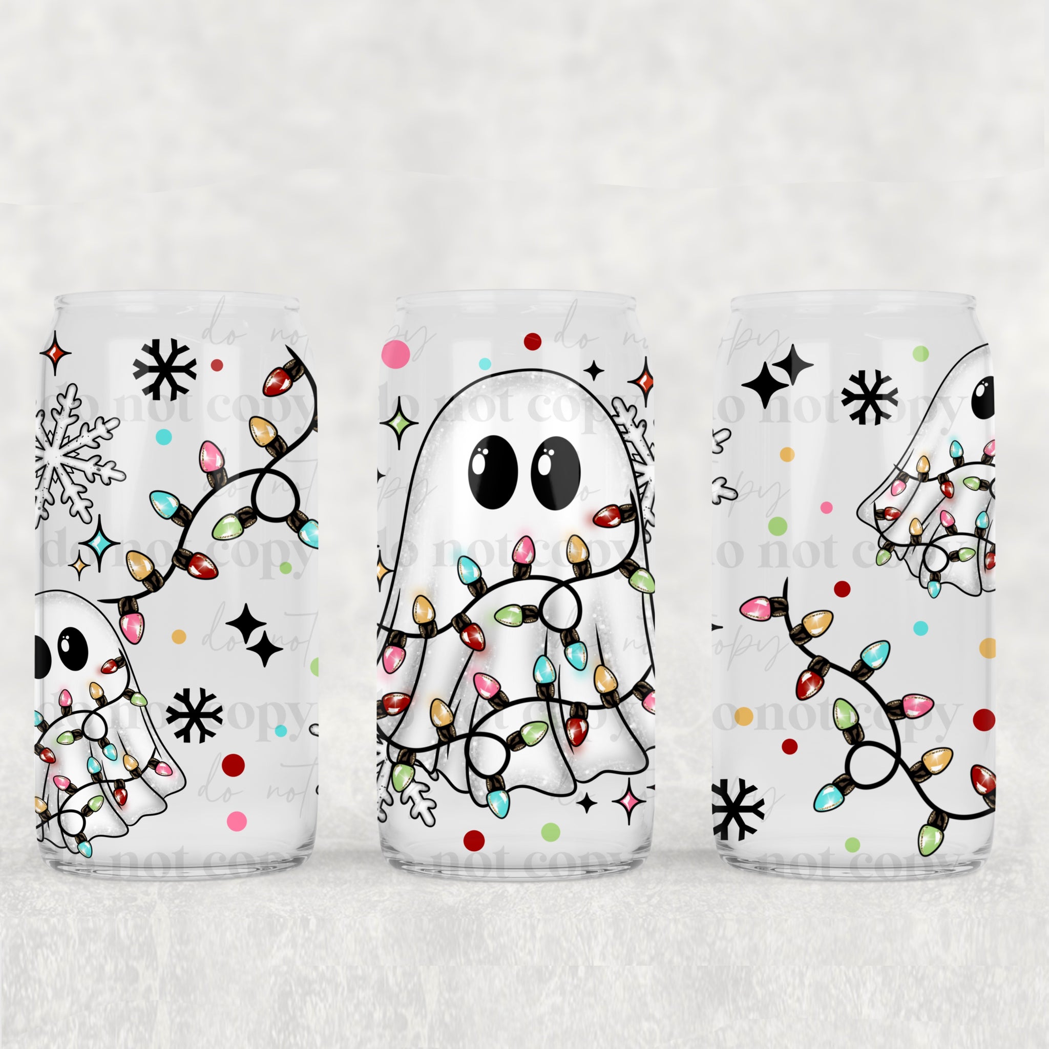 16oz UV DTF Wrap - Cute Ghost Lights