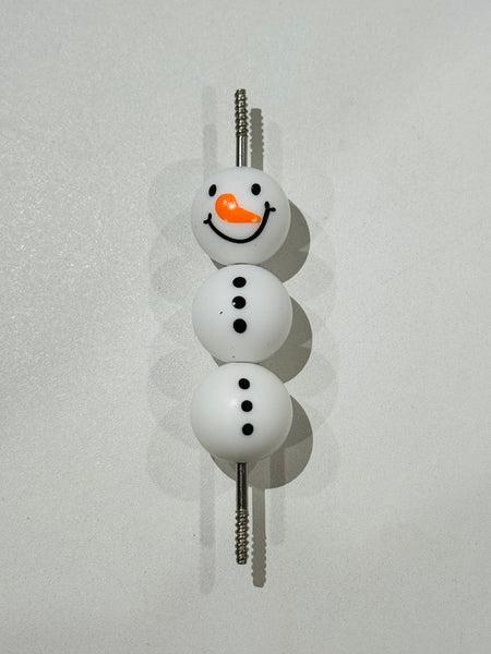 15mm Printed Silicone Bead - Build A Snowman