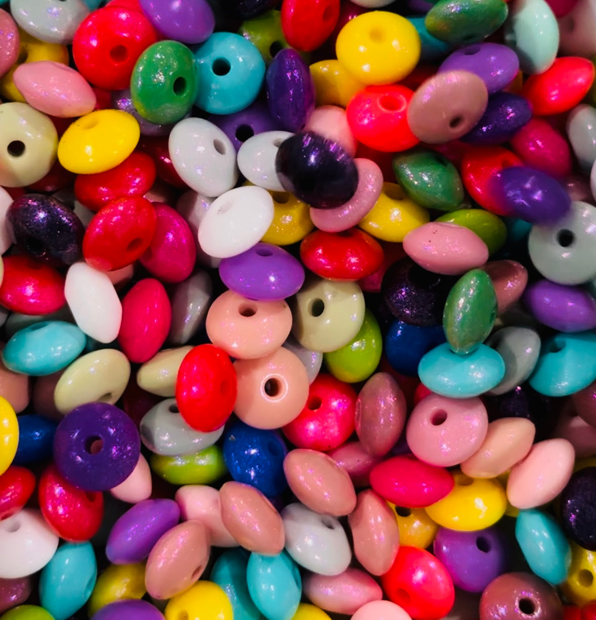 12mm Iridescent Lentil Spacers - Assorted