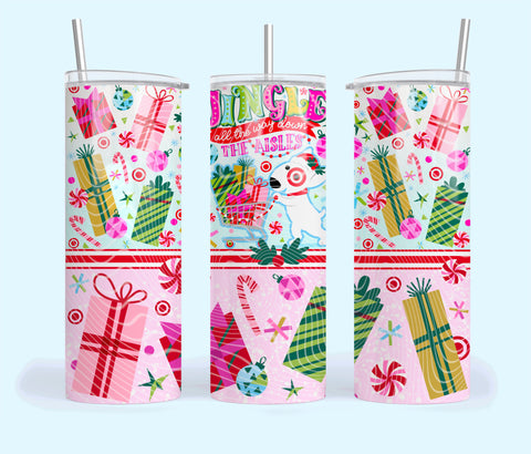 Skinny Tumbler Sublimation Wrap - Jingle All The Way Down The AIsle