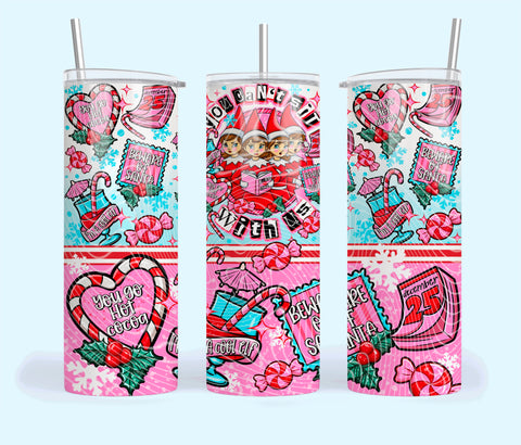 Skinny Tumbler Sublimation Wrap - You Can't Sit With Us Mean Elves