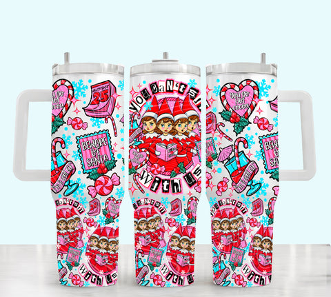 40oz UV DTF Wrap - Full Top & Bottom - You Can't Sit With Us Mean Elves