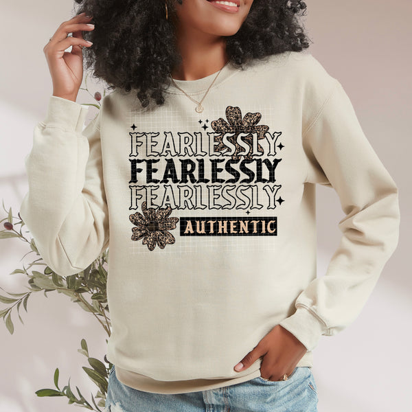 DTF Full Color TShirt Transfer - Fearlessly Authentic - (Black or White)