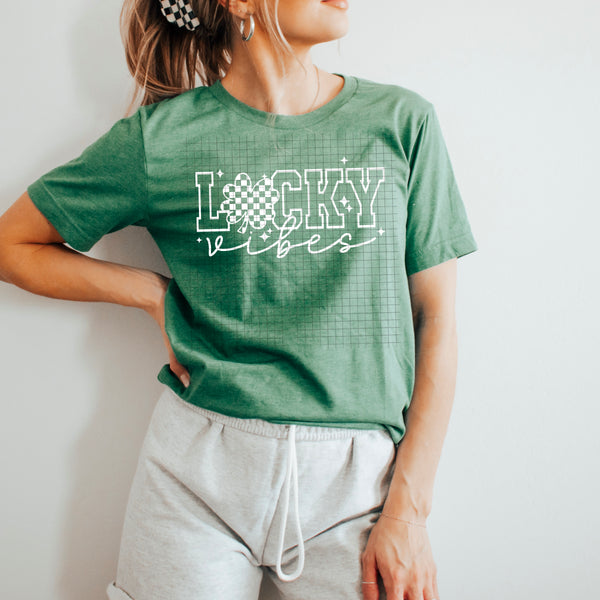 DTF Full Color TShirt Transfer - Luck Vibes - (Green or White)
