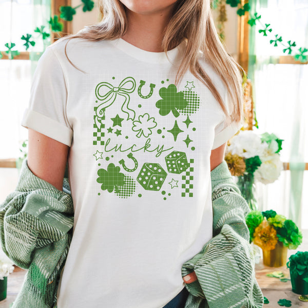 DTF Full Color TShirt Transfer - Lucky Things - (Green or White)