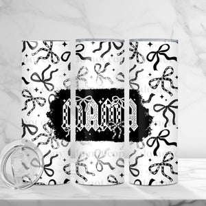 Skinny Tumbler Sublimation Wrap - MAMA Black Bows
