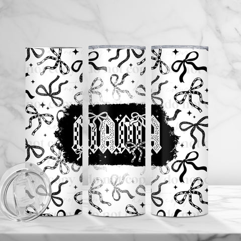 Skinny Tumbler Sublimation Wrap - MAMA Black Bows