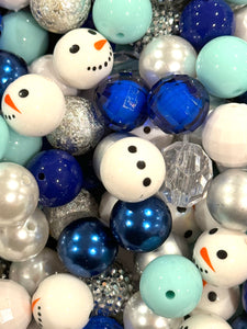 20mm Acrylic Beads - Snowman Winter Mix