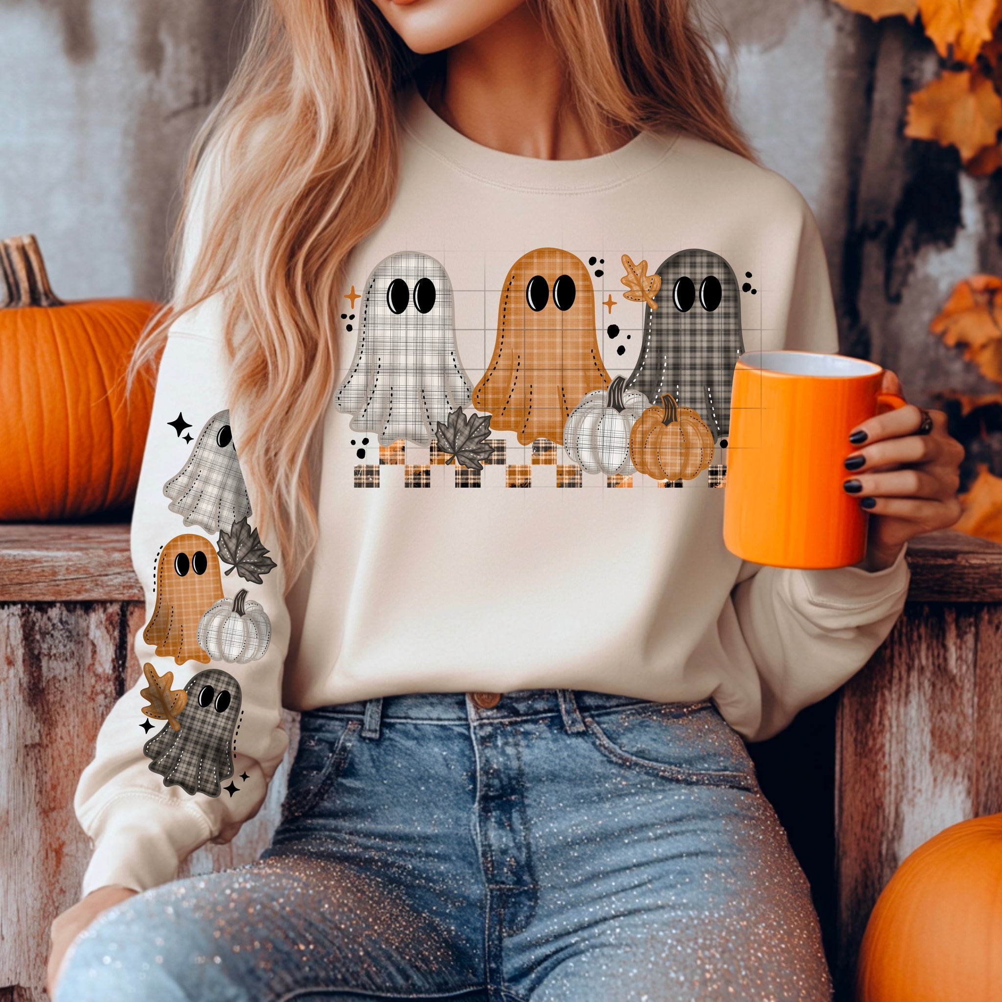 DTF Full Color Transfer - Plaid Ghosts (FREE SLEEVES!)