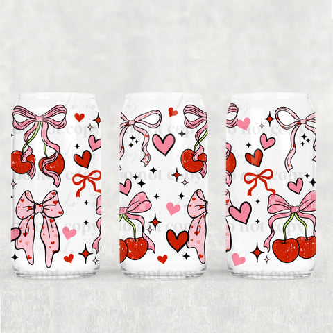 16oz UV DTF Wrap - Cherries, Bows & Hearts