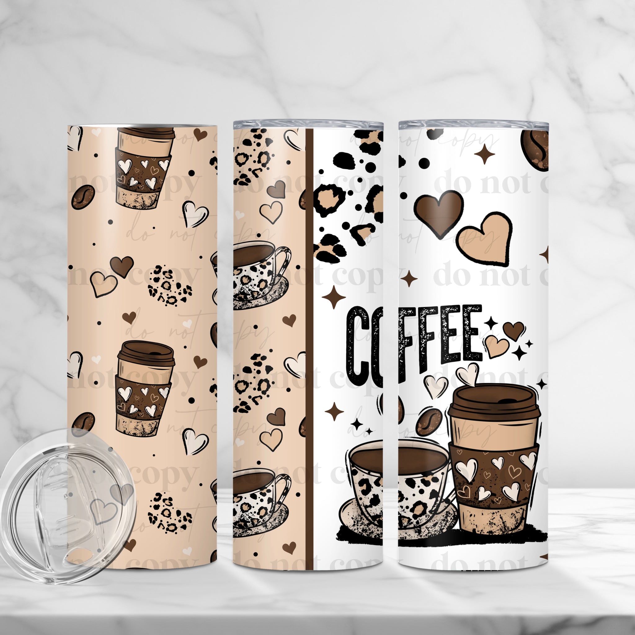 Skinny Tumbler Sublimation Wrap - Neutral Coffee