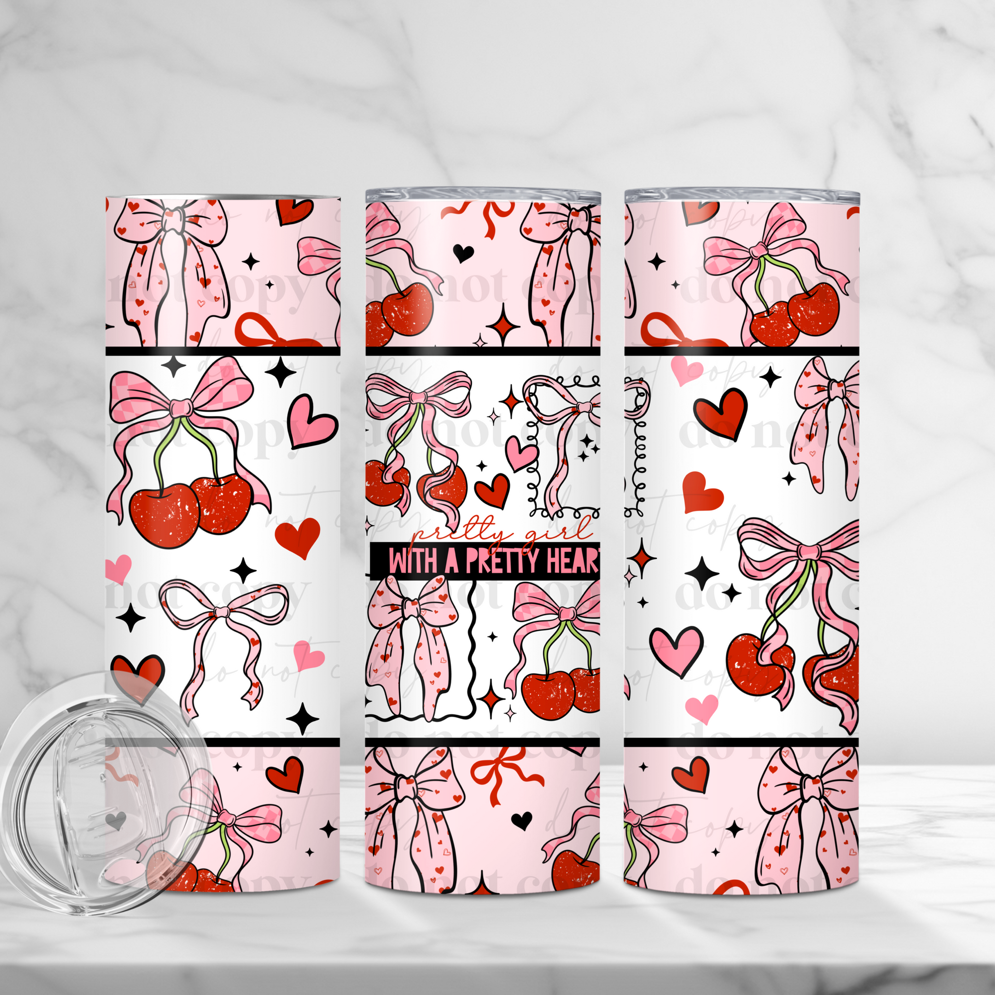 Skinny Tumbler Sublimation Wrap - Pretty Girl Pretty Heart
