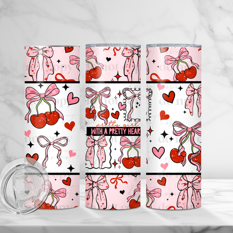 Skinny Tumbler Sublimation Wrap - Pretty Girl Pretty Heart