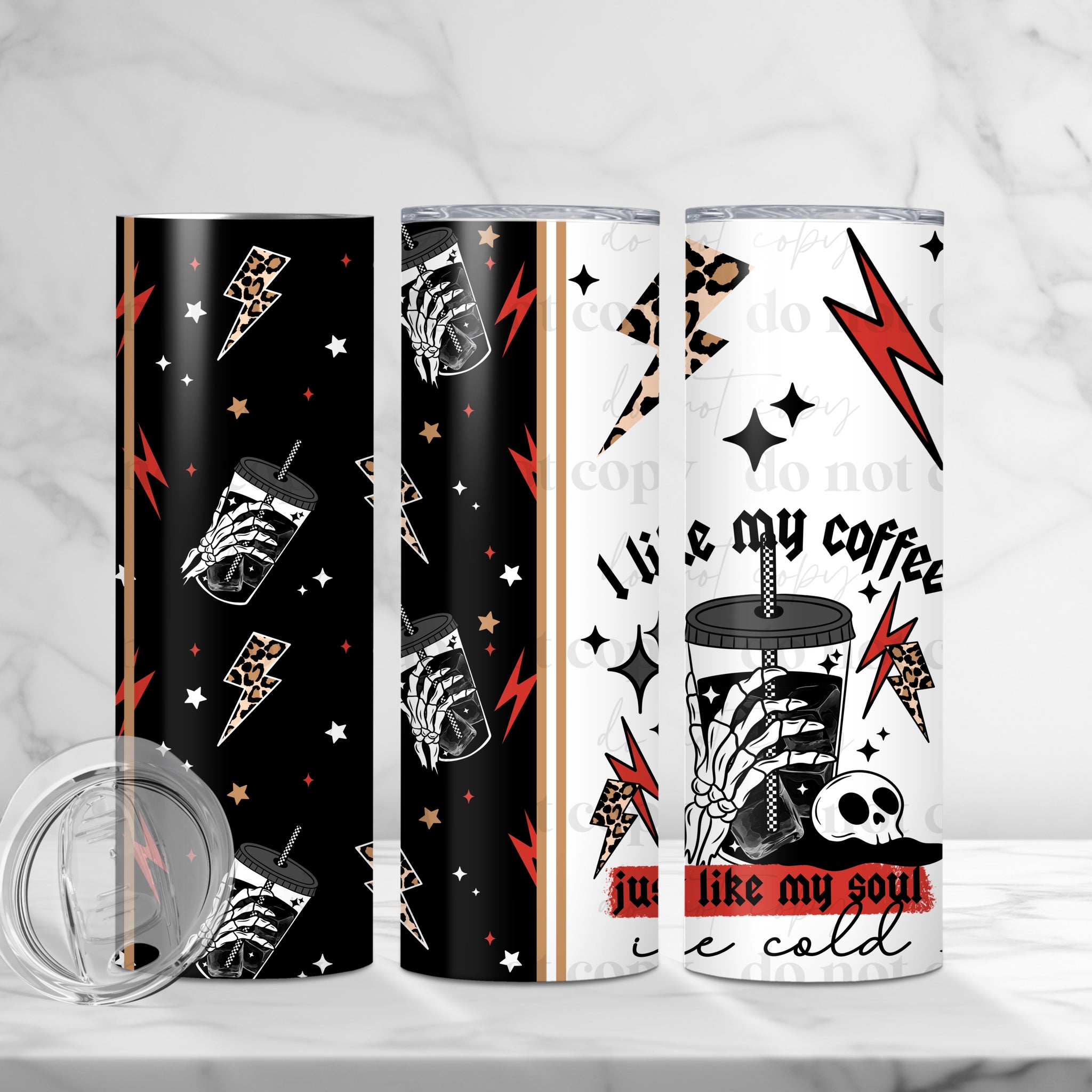 Skinny Tumbler Sublimation Wrap - I Like My Coffee Just Like My Soul: Ice Cold