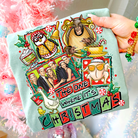 DTF Full Color TShirt Transfer - The One Where It's Christmas - Cartoon