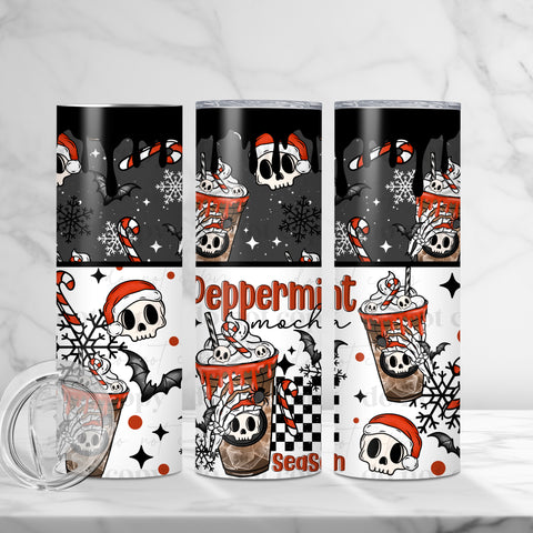 Skinny Tumbler Sublimation Wrap - Peppermint Mocha Season Skelly