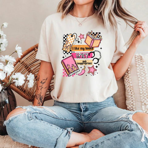 DTF Full Color TShirt Transfer - I Like My Books Spicy Pink