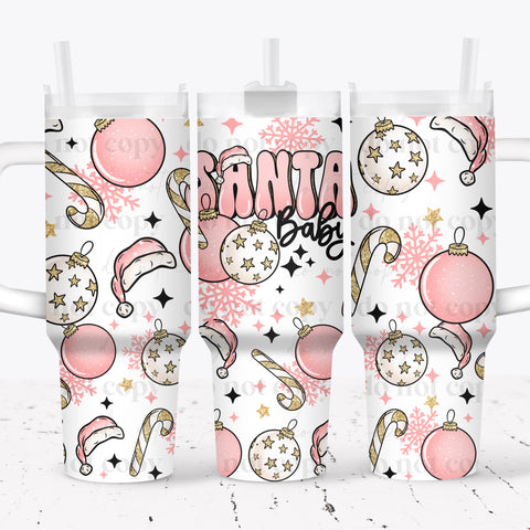40oz UV DTF Full Top & Bottom Wrap - Santa Baby