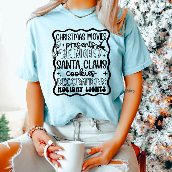DTF Full Color Transfer - Christmas Movies Presents (White or Black Font)