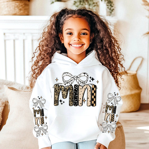 DTF Full Color TShirt Transfer - Polka Dot Bows Neutral Patterned Mama/Mini - FREE SLEEVES!