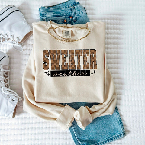 DTF Full Color TShirt Transfer - Sweater Weather Brown Check