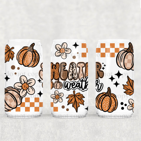 16oz UV DTF Wrap - Sweater Weather Orange Check