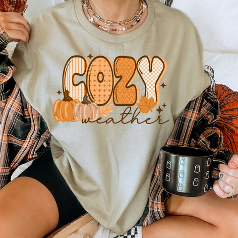 DTF Full Color Transfer - Cozy Weather Bubble Letters