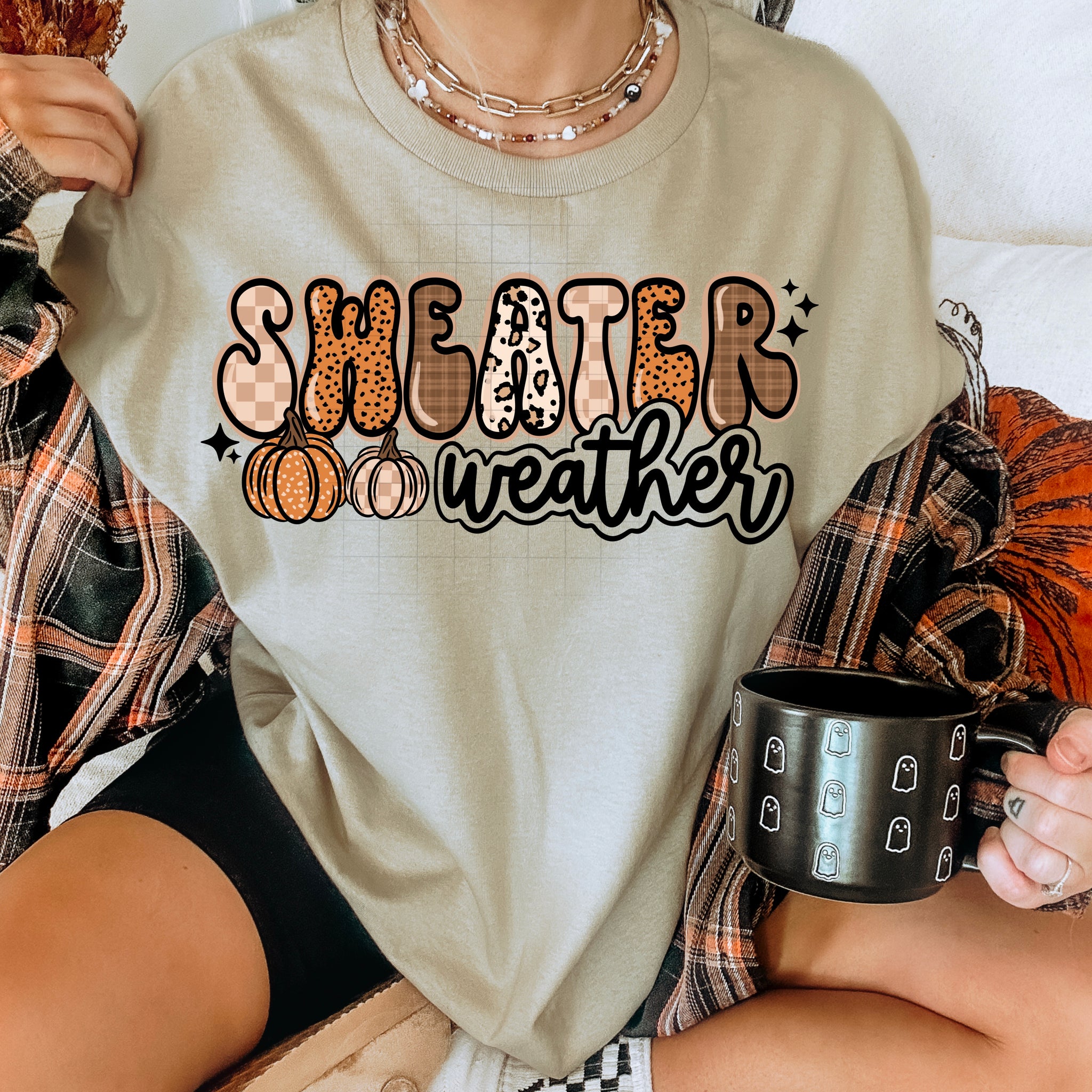 DTF Full Color TShirt Transfer - Sweater Weather Outlined