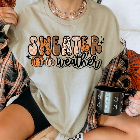DTF Full Color TShirt Transfer - Sweater Weather Outlined