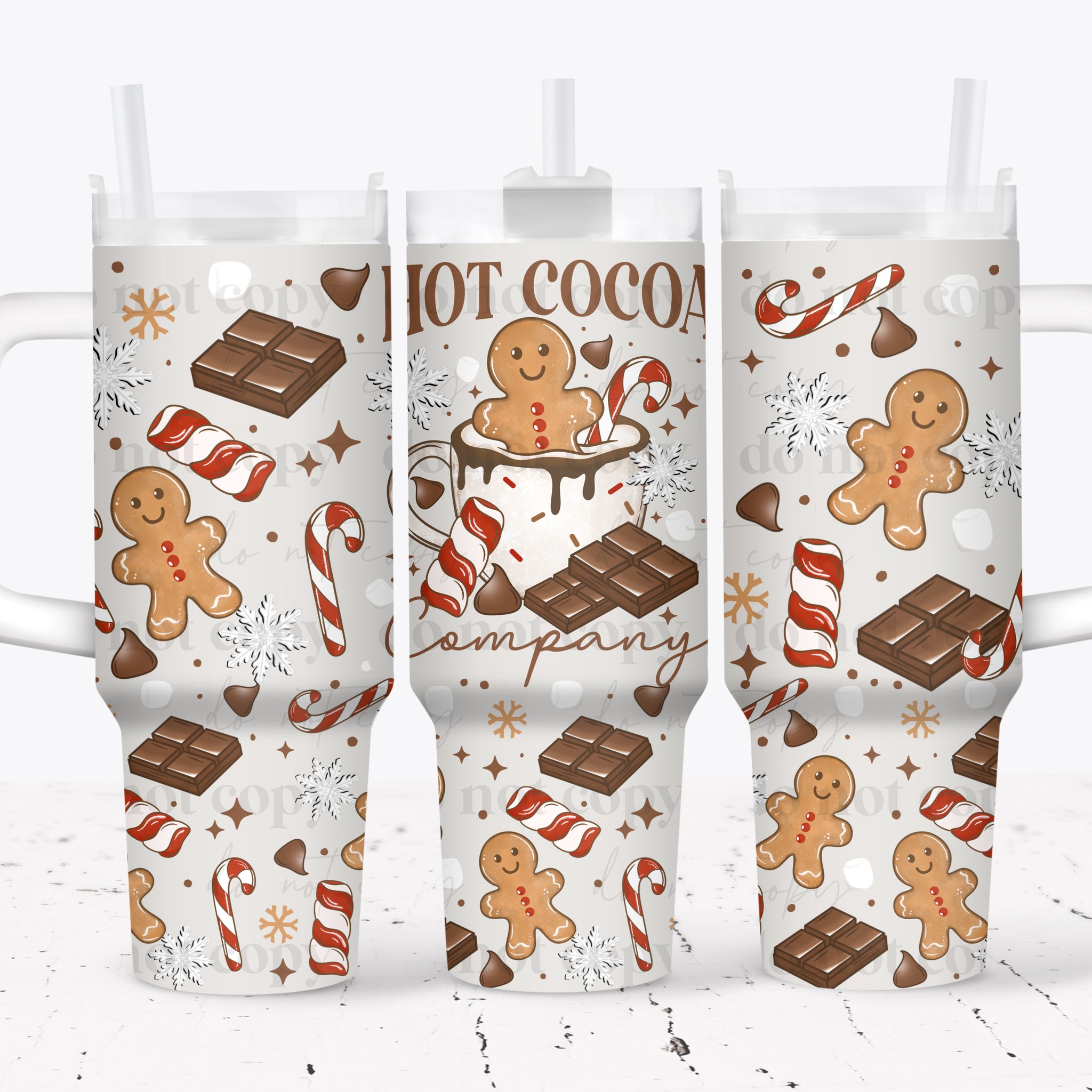 40oz UV DTF Full Top & Bottom Wrap - Hot Cocoa *YOU PICK FONT COLOR*
