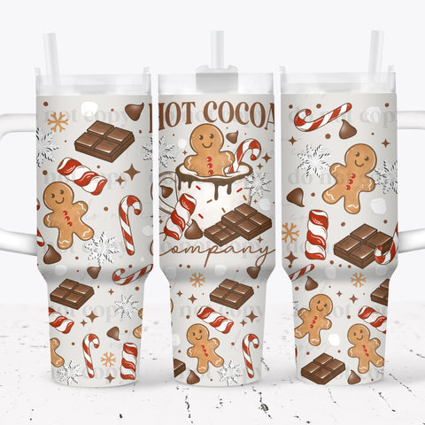 40oz UV DTF Full Top & Bottom Wrap - Hot Cocoa *YOU PICK FONT COLOR*