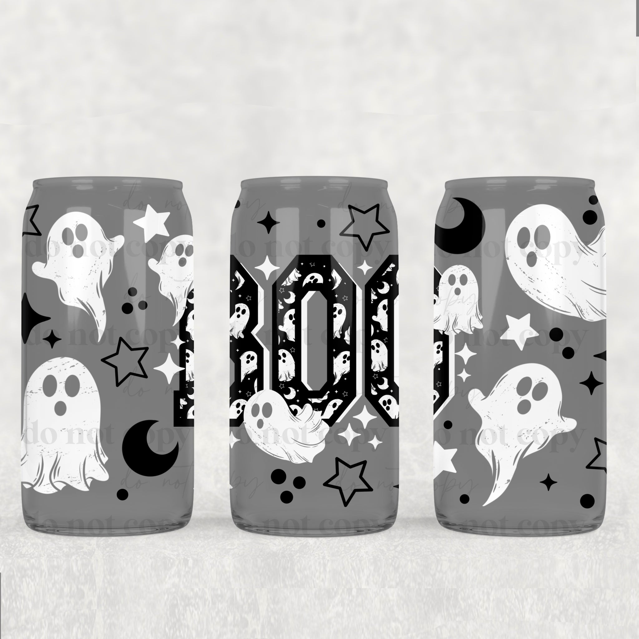 16oz UV DTF Wrap - Black Boo w/Ghosts