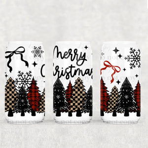 16oz UV DTF Wrap - Merry Christmas Plaid Trees