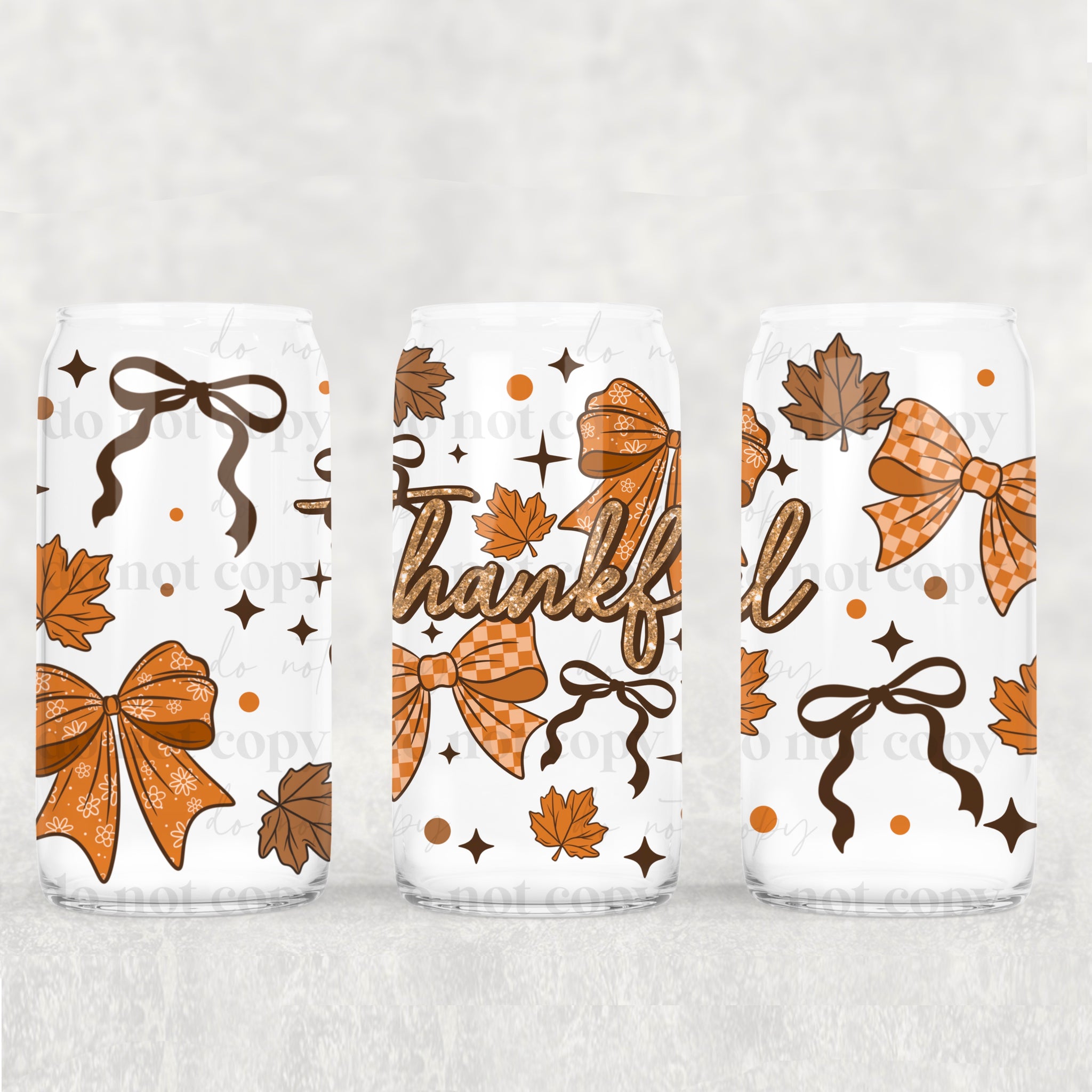 16oz UV DTF Wrap - Thankful Leaves Bows