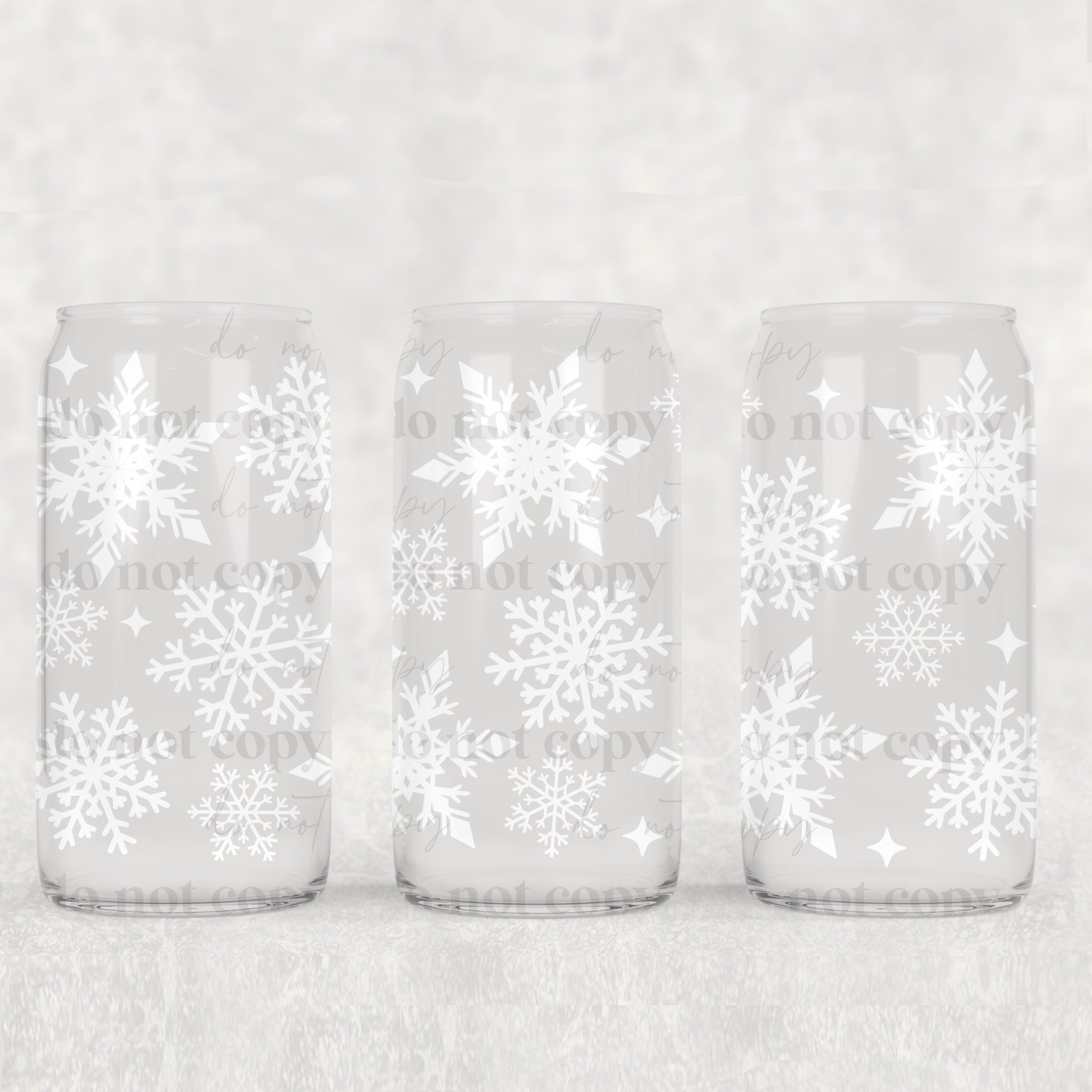 16oz UV DTF Wrap - White Snowflakes