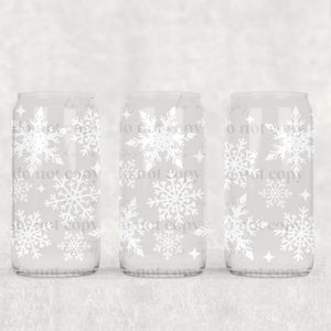 16oz UV DTF Wrap - White Snowflakes