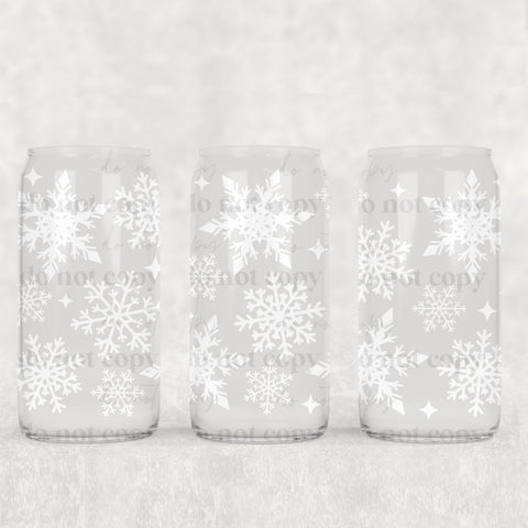 16oz UV DTF Wrap - White Snowflakes