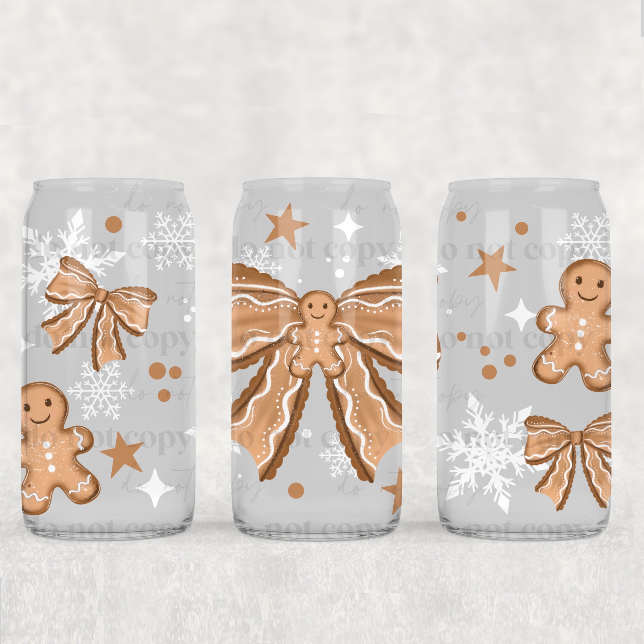 16oz UV DTF Wrap - Gingerbread Bow