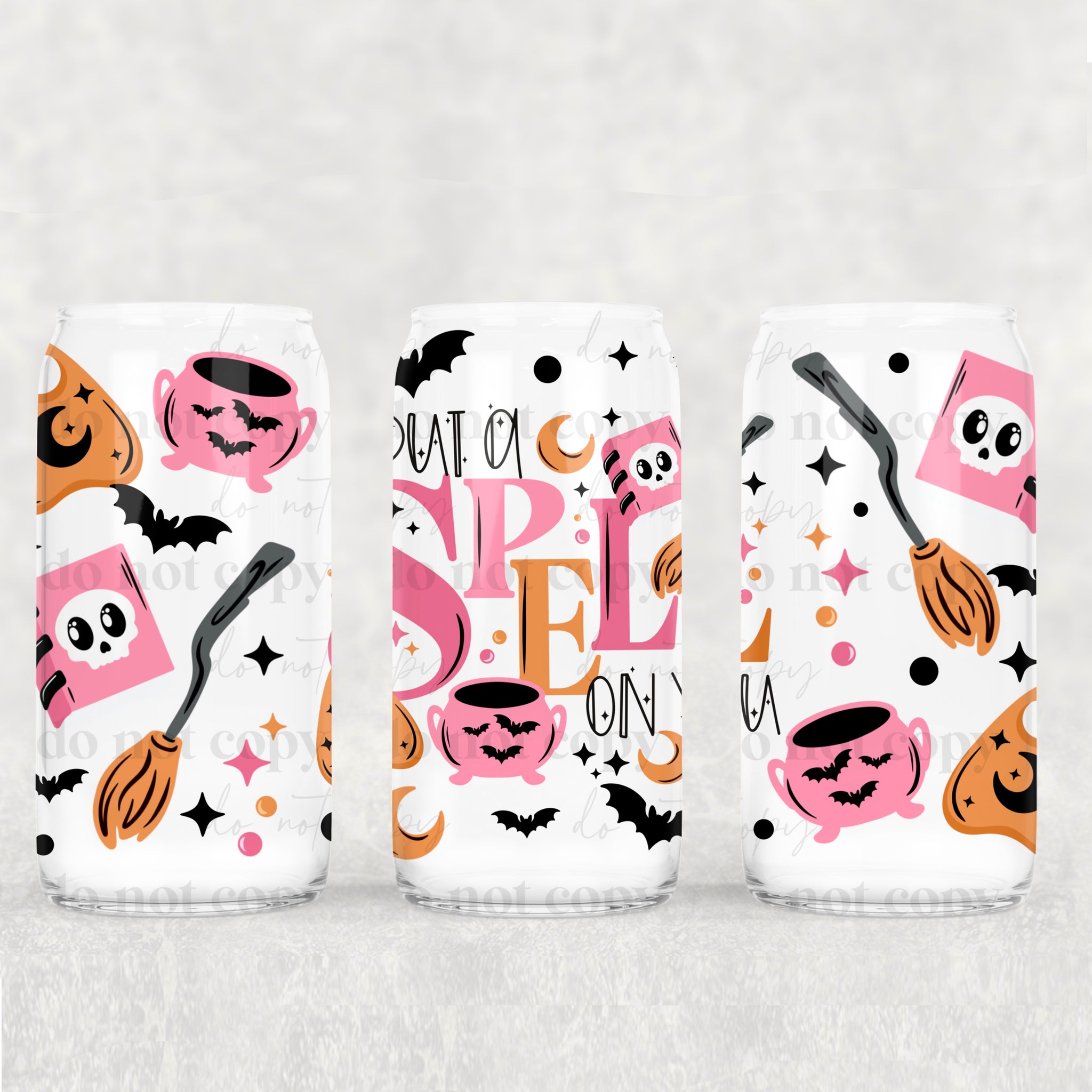 16oz UV DTF Wrap - I Put A Spell On You Pink Orange