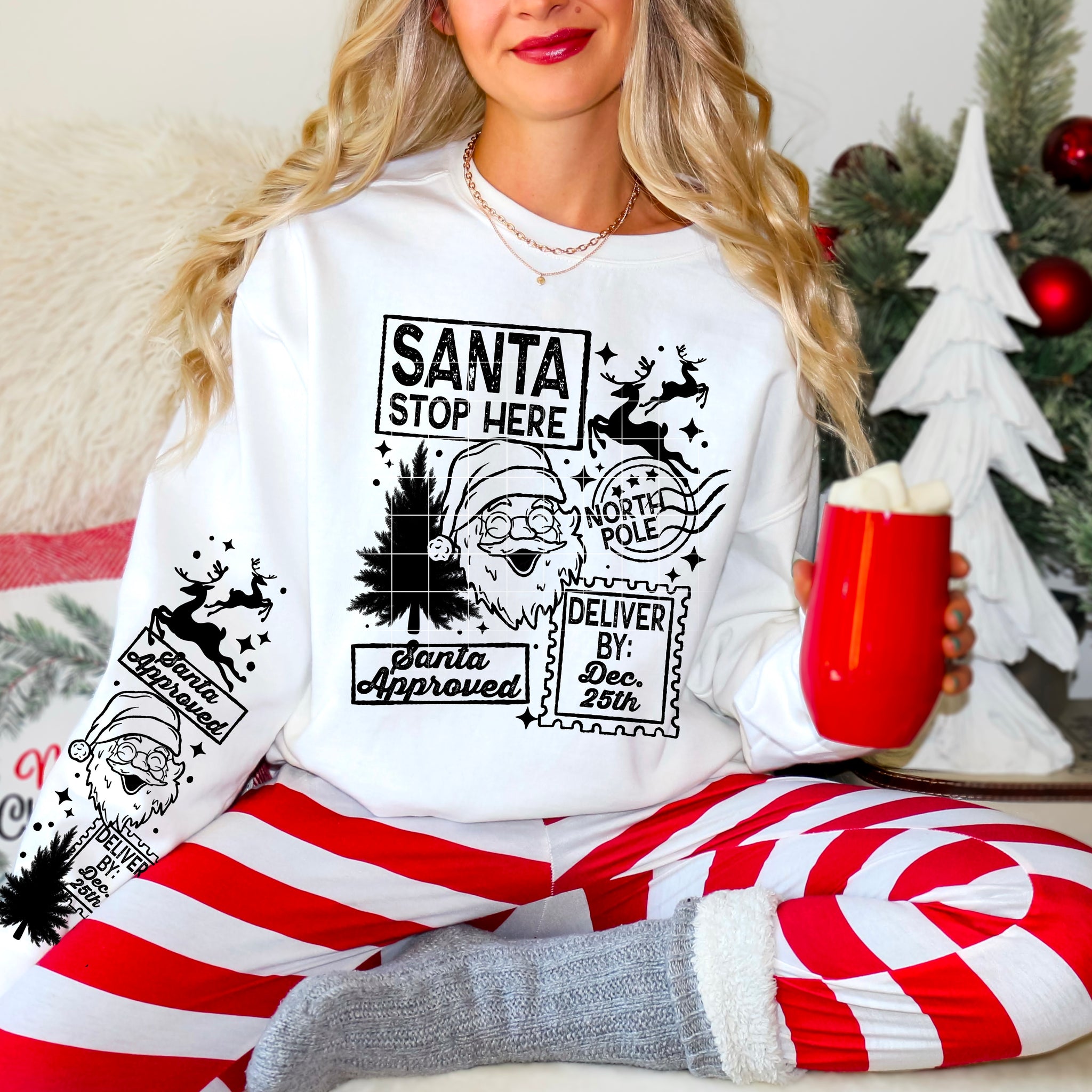 DTF Full Color Transfer - Santa Stop Here (White or Black Font)