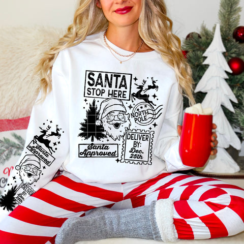 DTF Full Color Transfer - Santa Stop Here (White or Black Font)
