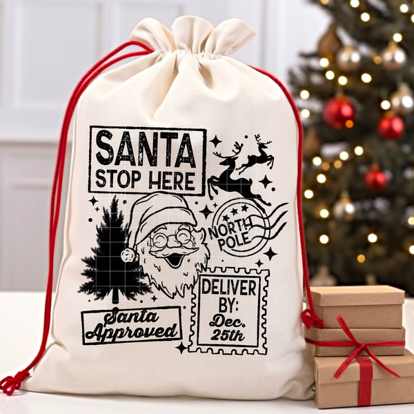 DTF Full Color Transfer - Santa Stop Here (White or Black Font)