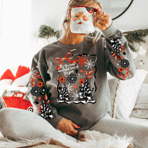 DTF Full Color TShirt Transfer - Most Wonderful Red Black Winter - FREE SLEEVES!