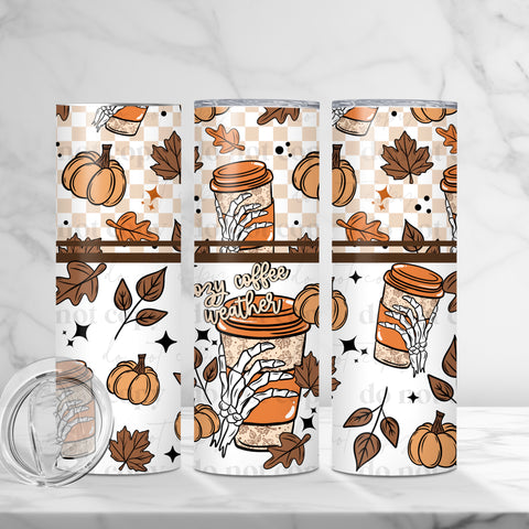 Skinny Tumbler Sublimation Wrap - Cozy Coffee Weather