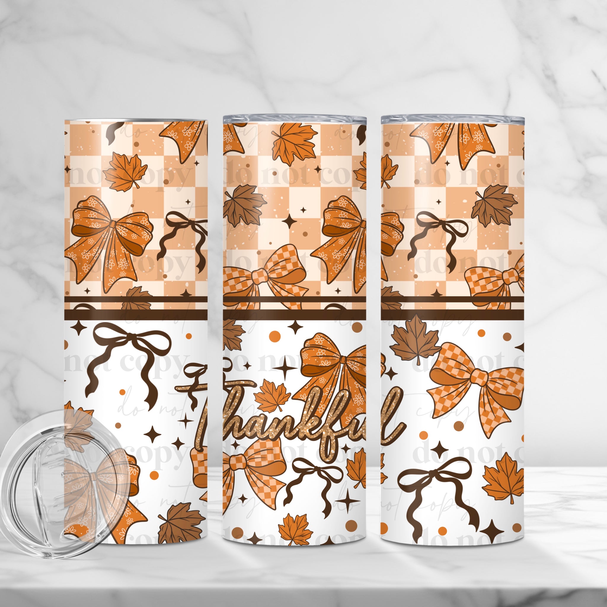 Skinny Tumbler Sublimation Wrap - Thankful Bows