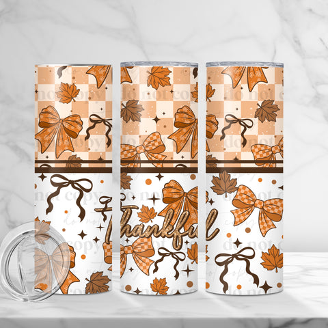 Skinny Tumbler Sublimation Wrap - Thankful Bows