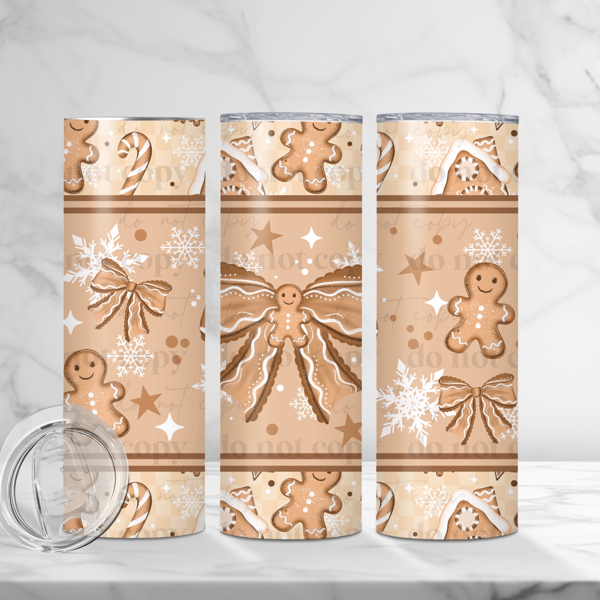 Skinny Tumbler Sublimation Wrap - Gingerbread Bow