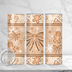 Skinny Tumbler Sublimation Wrap - Gingerbread Bow