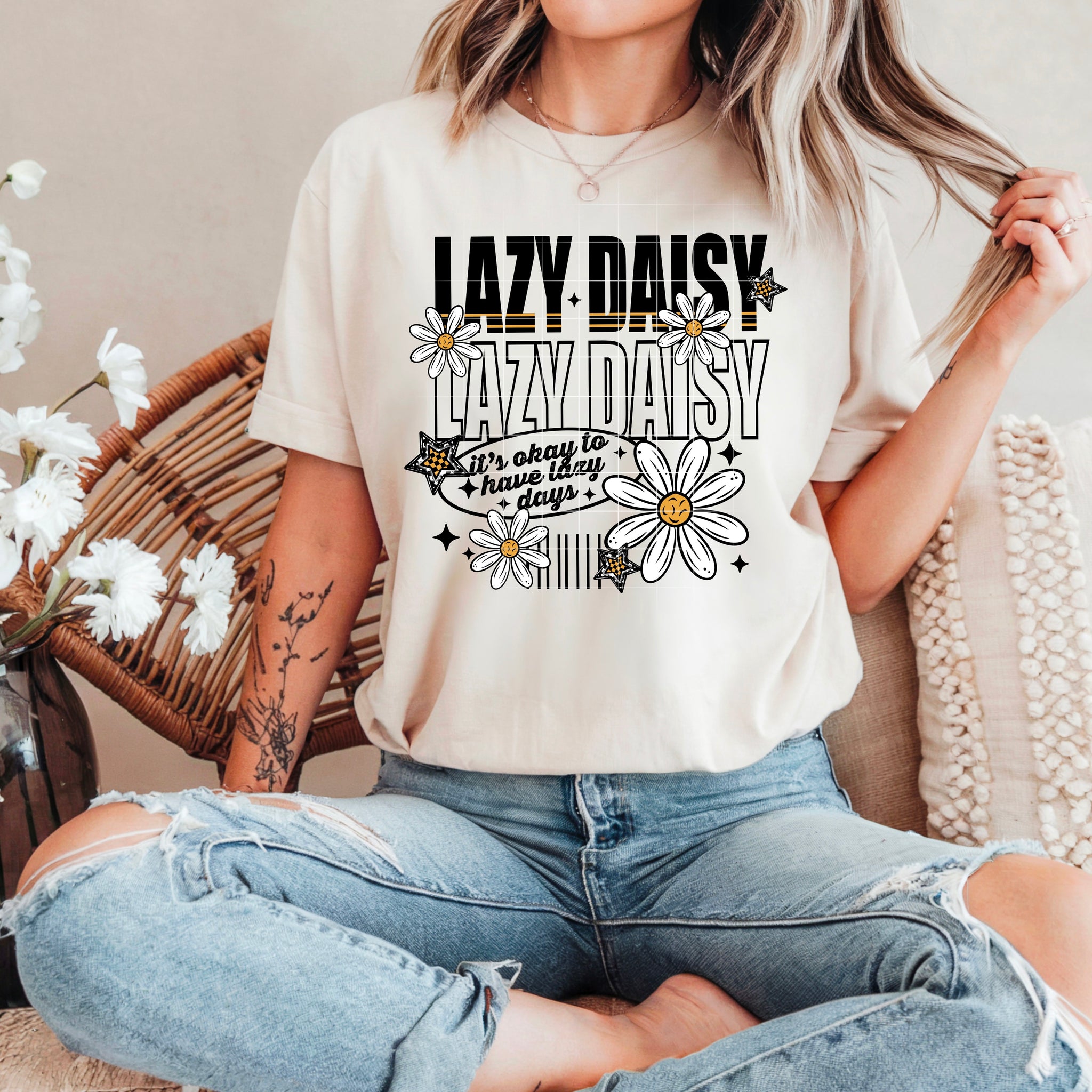 DTF Full Color TShirt Transfer - Lazy Daisy